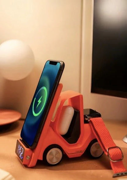 4 in 1 Forklift Fast Wireless Charging Station Dock for Iphone, Airpods & Apple Watch